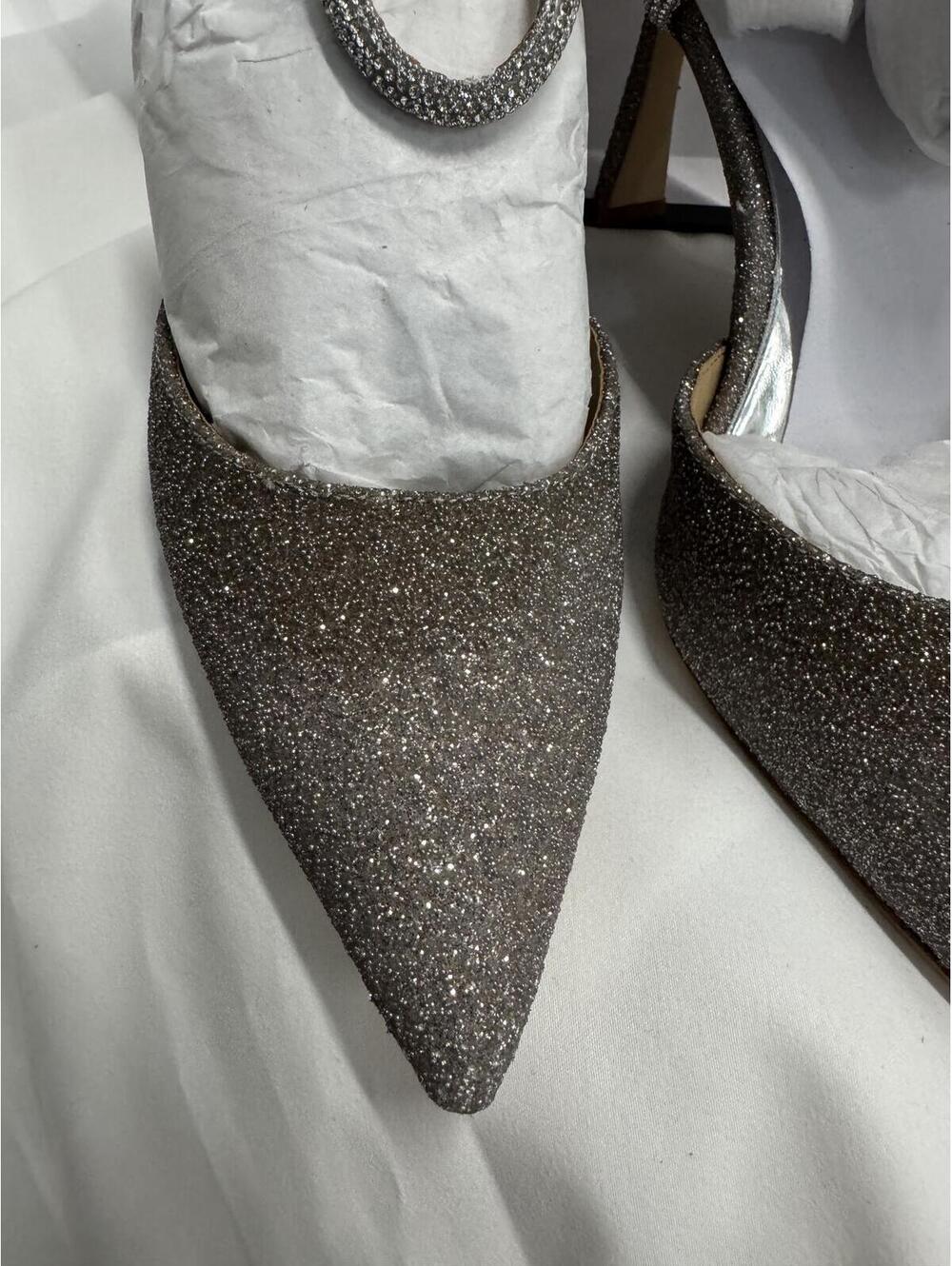 Badgley Mischka Sparkle Pointed Toe Slingback Heels - Picture 3 of 8
